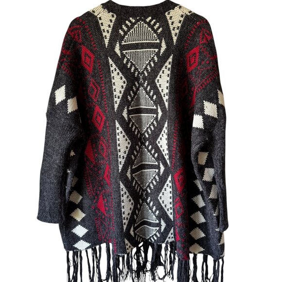 Charlotte Russe Y2K Southwestern Aztec Boho Style Fringe Cardigan Duster Open - Picture 11 of 16